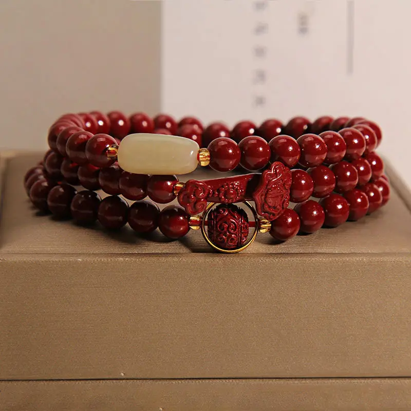 Cinnabar Ruyi Bracelet - Protection & Success Amulet (1) Cinnabar Ruyi Bracelet - Protection & Success Amulet
