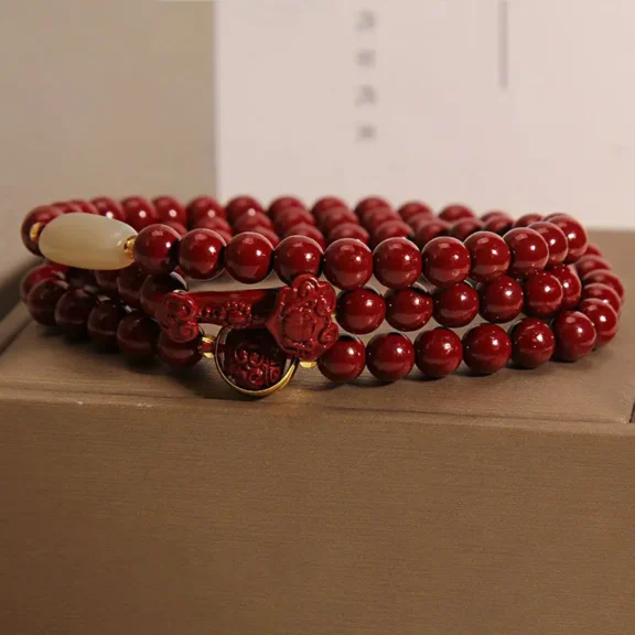 Handcrafted Natural Red Cinnabar Ruyi Mala Bracelet | Manifestation & Protection 5 - Buddha Bodhis Cinnabar Ruyi Bracelet - Protection & Success Amulet