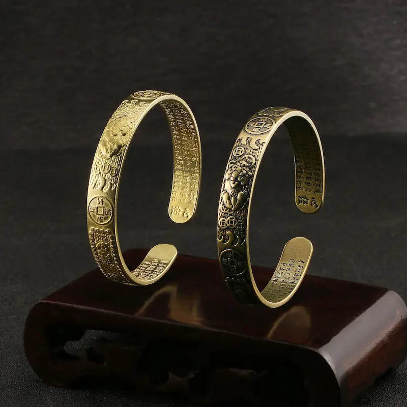 Wave Brass Ring | Adjustable Vintage Zen Ring 1 - Buddha Bodhis Comparison of new and oxidized antique brass jewelry