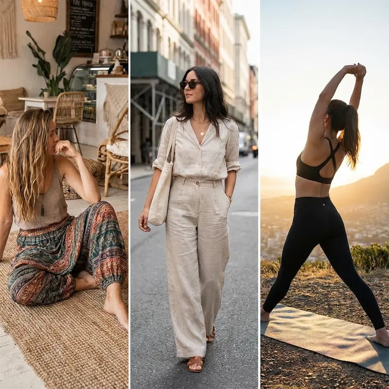 - Buddha Bodhis Comparison of women's harem pants wide leg trousers and yoga leggings