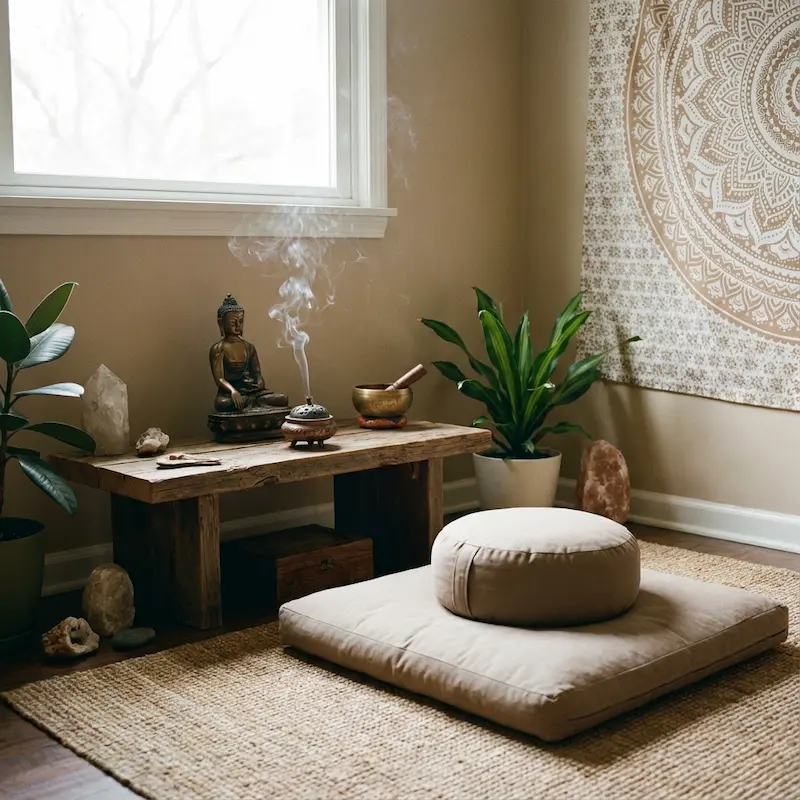 Hollow Iron Art Vintage Candle Holder | Zen Serenity Home Decor - Buddha Bodhis Complete home meditation altar with singing bowl and incense