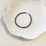 Dainty Natural 2mm Black Tourmaline Square Bead Bracelet | Minimalist Protection 2 - Buddha Bodhis Dainty Natural 2mm Black Tourmaline Square Bead Bracelet