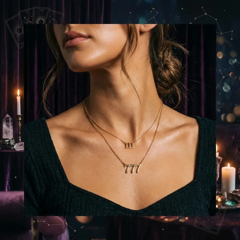 - Buddha Bodhis Gold 111 222 333 angel number necklaces layered