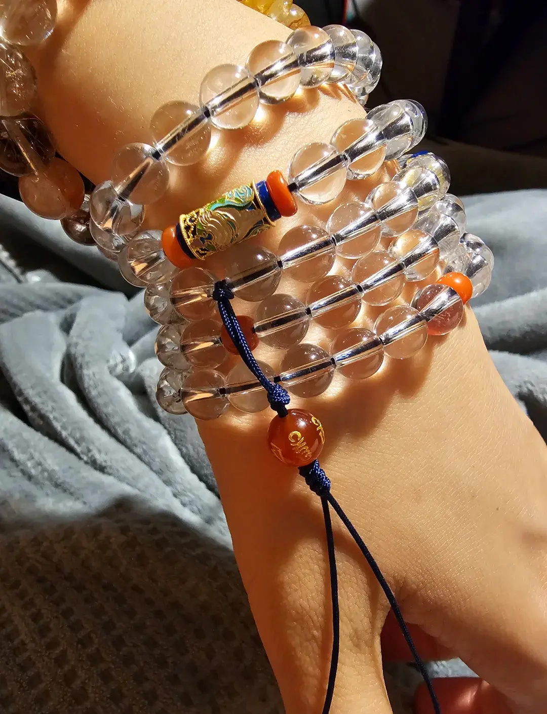 Handcrafted 108 Red Agate Mala Bracelet | Lapis Lazuli & Agate Amulet 1 - Buddha Bodhis How to use gemstone mala beads for japa meditation