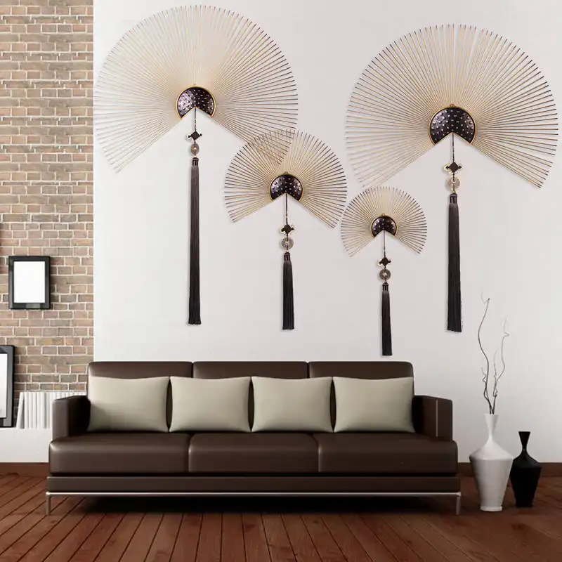 1 - Buddha Bodhis Large oriental folding fan wall decor for feng shui