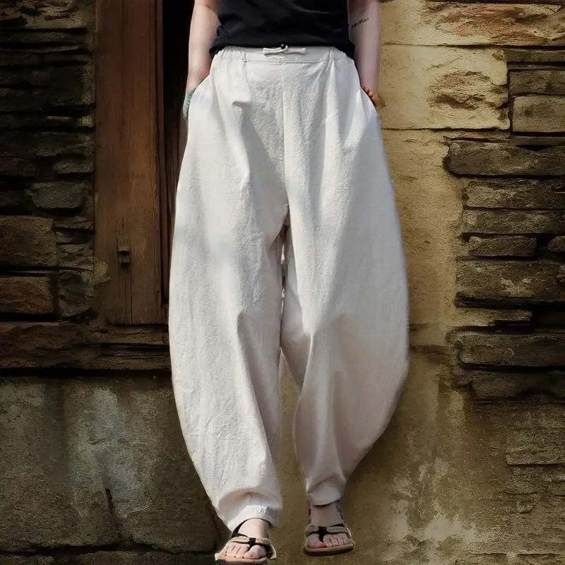 - Buddha Bodhis Men's linen harem pants for yoga and meditation