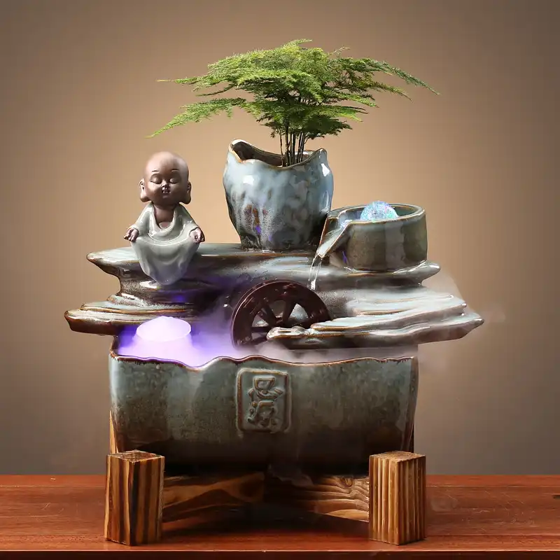 Natural Red Cinnabar God of Wealth Phone Charm | White Agate & Mantra Amulet 1 - Buddha Bodhis Mini zen garden on desk for stress relief