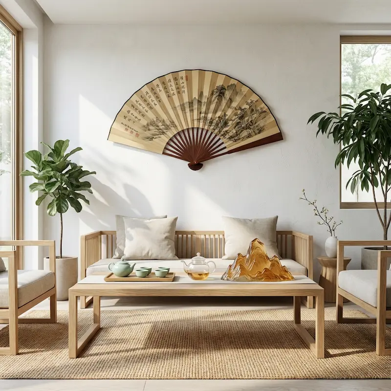 Natural Red Cinnabar God of Wealth Phone Charm | White Agate & Mantra Amulet - Buddha Bodhis Modern Zen living room with Feng Shui decor and Liuli art