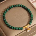 Natural 5mm Malachite & Golden Bamboo Bracelet | Transformation & Growth 4 - Buddha Bodhis Natural 5mm Malachite & Golden Bamboo Bracelet Transformation & Growth