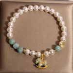 Natural Blue Aura Jadeite & Shell Pearl Rocking Horse Bracelet | Calm & 2026 Luck 3 - Buddha Bodhis Natural Blue Aura Jadeite & Shell Pearl Rocking Horse Bracelet Calm & 2026 Luck