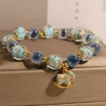 Natural Blue Candy Heart Agate & Glow Liuli Rocking Horse Bracelet | Joy & Freedom 4 - Buddha Bodhis Natural Blue Candy Heart Agate & Glow Liuli Rocking Horse Bracelet Joy & Freedom