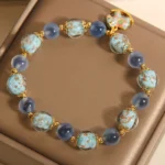 Natural Blue Candy Heart Agate & Glow Liuli Rocking Horse Bracelet | Joy & Freedom 2 - Buddha Bodhis Natural Blue Candy Heart Agate & Glow Liuli Rocking Horse Bracelet Joy & Freedom