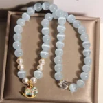Natural Blue Cat's Eye & Pearl Double-Wrap Bracelet | Lucky Horse Charm 5 - Buddha Bodhis Natural Blue Cat's Eye & Pearl Double-Wrap Bracelet | Lucky Horse Charm