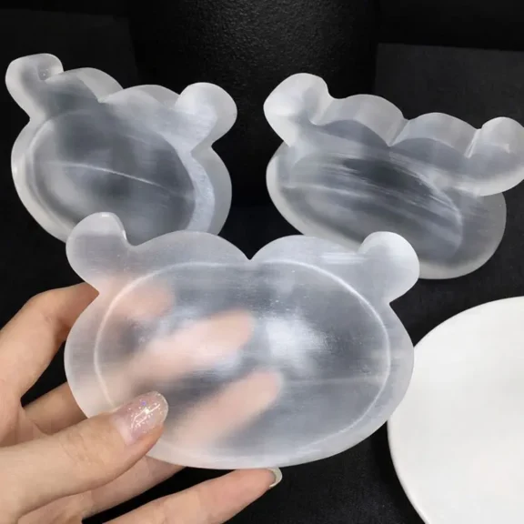 Natural Moroccan Selenite Ox Bowl | Crystal Cleansing & Charging Plate 6 - Buddha Bodhis Natural Moroccan Selenite Ox Bowl Crystal Cleansing & Charging Plate