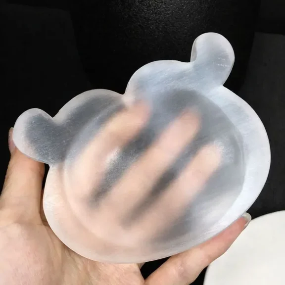 Natural Moroccan Selenite Ox Bowl | Crystal Cleansing & Charging Plate 5 - Buddha Bodhis Natural Moroccan Selenite Ox Bowl Crystal Cleansing & Charging Plate