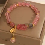 Natural Strawberry Quartz Pixiu Bracelet | Love, Wealth & Inner Joy - Buddha Bodhis Natural Strawberry Quartz Pixiu Bracelet Love, Wealth & Inner Joy