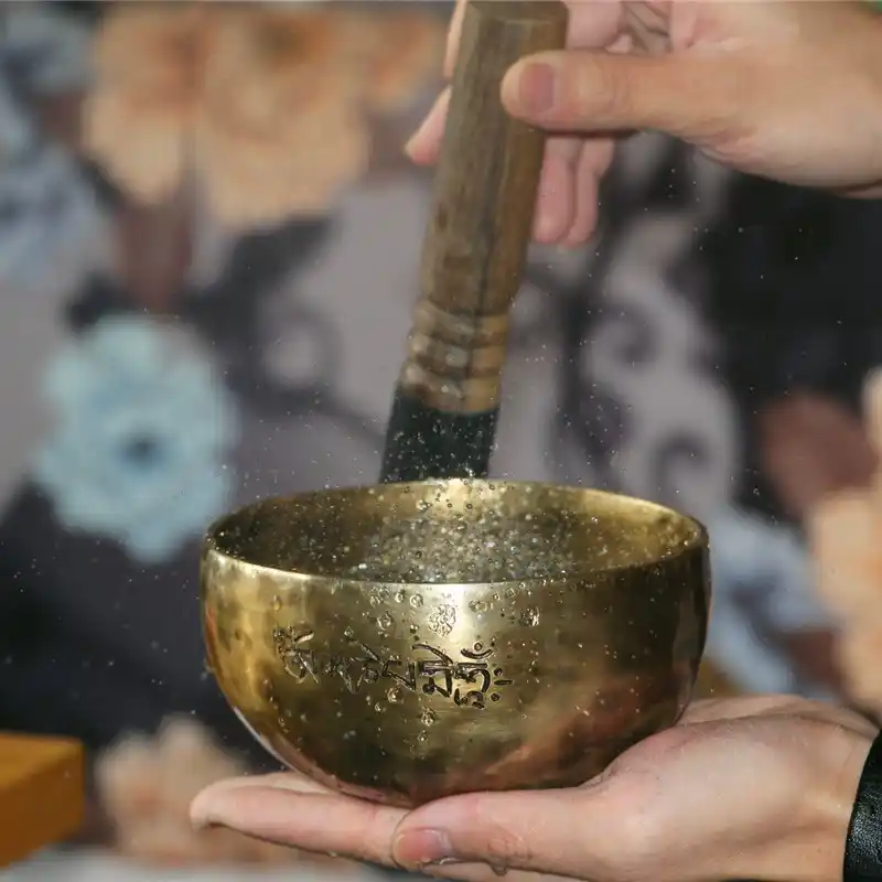 Hollow Iron Art Vintage Candle Holder | Zen Serenity Home Decor 1 - Buddha Bodhis Playing a tongue drum and singing bowl for sound bath