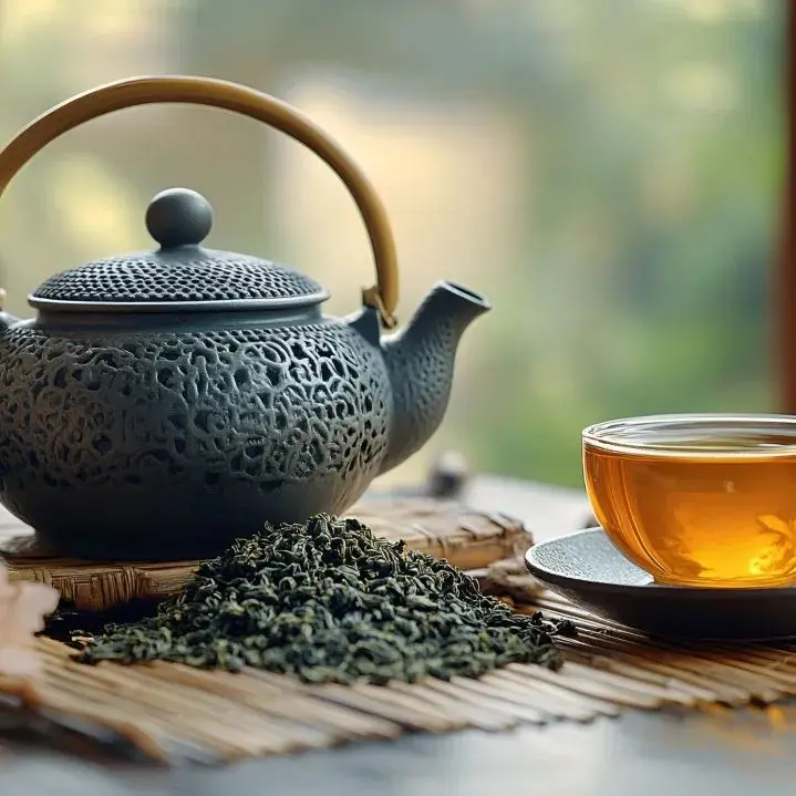 1 - Buddha Bodhis Practicing tea meditation with ceramic cup and incense