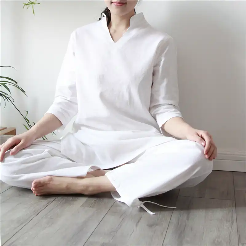 1 - Buddha Bodhis Styling linen meditation pants with barefoot sandals