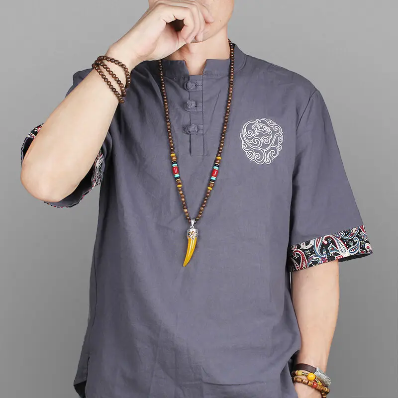 1 - Buddha Bodhis Styling mens spiritual t-shirt with wrist mala beads