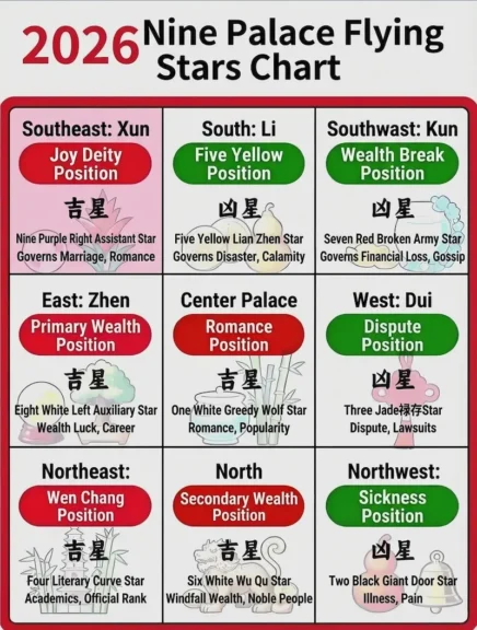 The 2026 Flying Star Feng Shui Chart: A Practical Guide to Annual Cures, Enhancements & Afflictions - Buddha Bodhis The 2026 Flying Star Feng Shui Chart A Practical Guide to Annual Cures, Enhancements & Afflictions