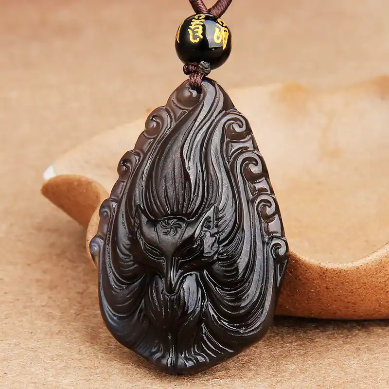 Handcrafted Strawberry Quartz Fox Red String Bracelet | Love Magnet & 2026 Protection 1 - Buddha Bodhis Wearing obsidian fox pendant for protection