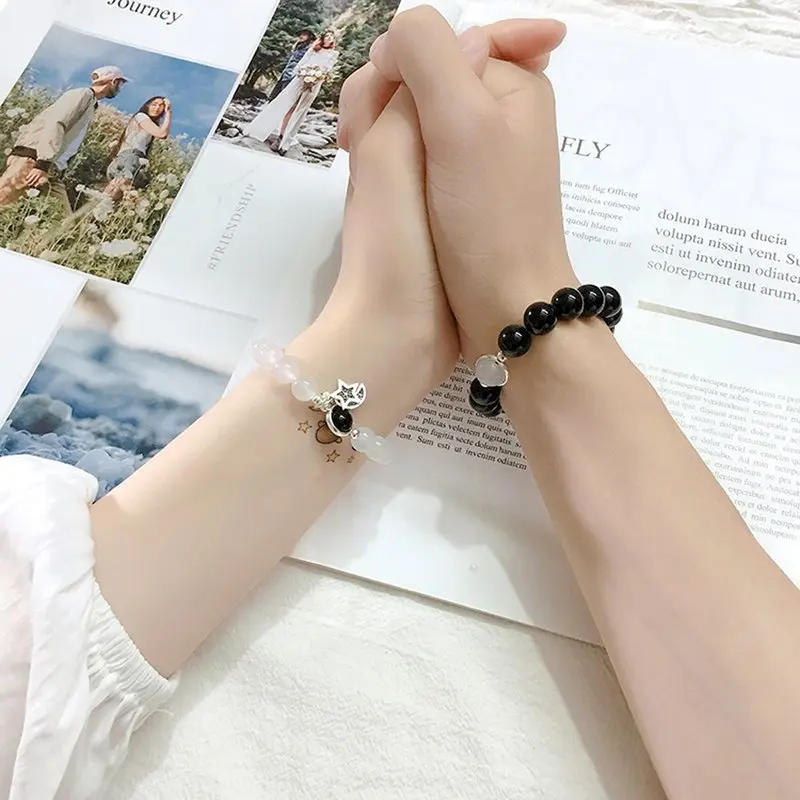 Citrine & Textured Brass Bracelet | Prosperity & Minimalist Chic - Buddha Bodhis Yin and Yang distance bracelets for couples black and white