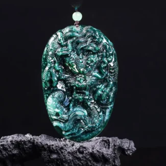 88g Heavyweight Natural Jadeite Dragon Pendant 3D High-Relief Amulet for Success