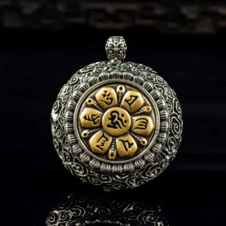 Blue Aura Jadeite Buddha & Demon Pendant - Spinning Mantra