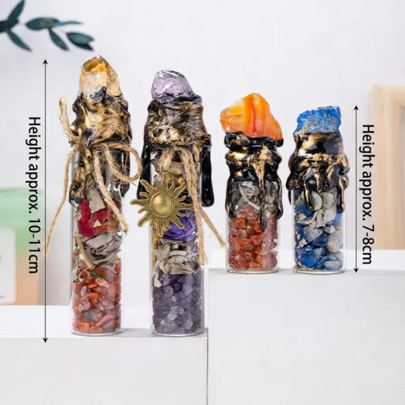 Handcrafted Natural Crystal Spell Jars | Energy Manifestation Bottle for Altar & Healing 5 - Buddha Bodhis Crystal Spell Jars - Energy Manifestation & Healing Bottles