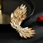 Golden Wing Austrian Crystal Brooch | Phoenix Rising Talisman for Heart Protection - Buddha Bodhis Golden Wing Austrian Crystal Brooch | Phoenix Rising Talisman for Heart Protection