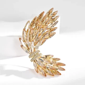 Golden Wing Austrian Crystal Brooch | Phoenix Rising Talisman for Heart Protection