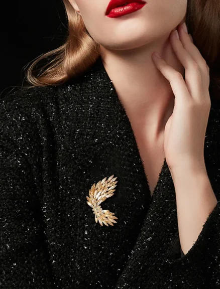 Golden Wing Austrian Crystal Brooch | Phoenix Rising Talisman for Heart Protection 6 - Buddha Bodhis Golden Wing Austrian Crystal Brooch | Phoenix Rising Talisman for Heart Protection