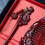 Hand-Carved Rosewood Hairpin & Comb Gift Set | Peony Floral Amulet for Hair Health 2 - Buddha Bodhis Hand-Carved Rosewood Hairpin & Comb Gift Set | Peony Floral Amulet for Hair Health