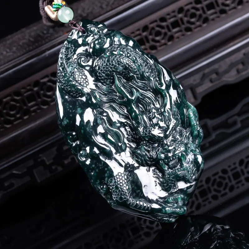 Handcrafted 3D Natural Jadeite Dragon Pendant 60g Substantial Amulet for Success (1) Handcrafted 3D Natural Jadeite Dragon Pendant | 60g Substantial Amulet for Success