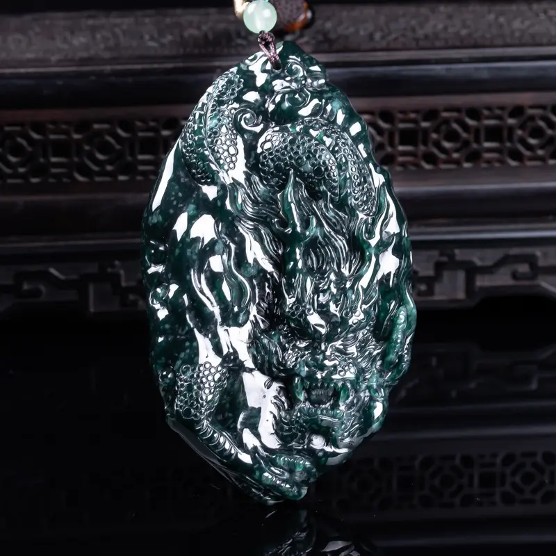 Handcrafted 3D Natural Jadeite Dragon Pendant 60g Substantial Amulet for Success (2) Handcrafted 3D Natural Jadeite Dragon Pendant | 60g Substantial Amulet for Success