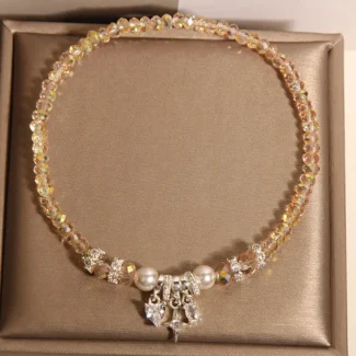 Handcrafted Aurora Crystal & Zircon Dainty Anklet Grounding Charm for Radiant Energy