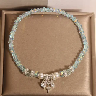 Handcrafted Aurora Crystal & Zircon Dainty Anklet Grounding Charm for Radiant Energy
