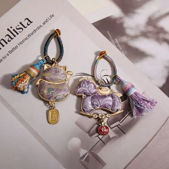 Handcrafted Embroidered Tassel Charm | Lucky Horse, Cat & Fortune Bag Amulets 5 - Buddha Bodhis Handcrafted Embroidered Tassel Charm Lucky Horse, Cat & Fortune Bag Amulets