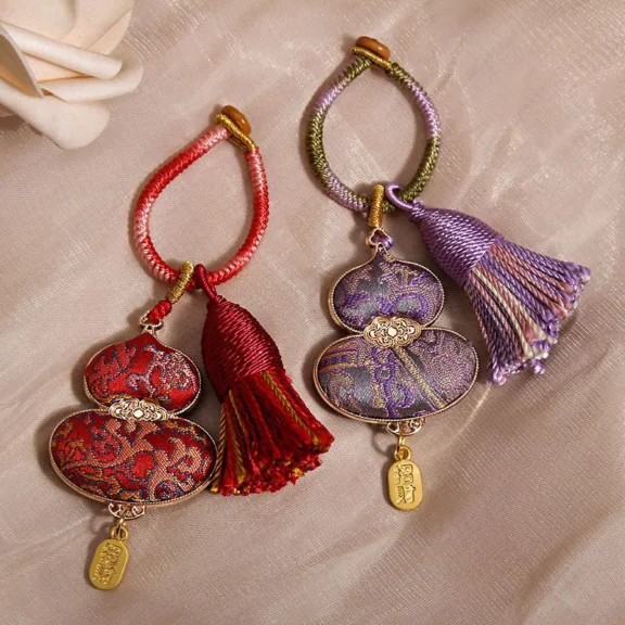 Handcrafted Embroidered Wu Lou Gourd Charm | Feng Shui Tassel for Health & Abundance 6 - Buddha Bodhis Handcrafted Embroidered Wu Lou Gourd Charm Feng Shui Tassel for Health & Abundance