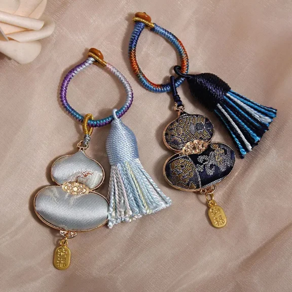 Handcrafted Embroidered Wu Lou Gourd Charm | Feng Shui Tassel for Health & Abundance 8 - Buddha Bodhis Handcrafted Embroidered Wu Lou Gourd Charm Feng Shui Tassel for Health & Abundance