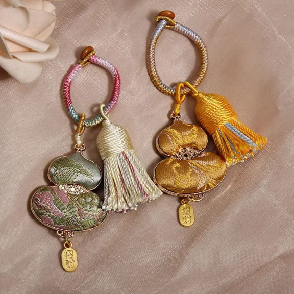 Handcrafted Embroidered Wu Lou Gourd Charm | Feng Shui Tassel for Health & Abundance 7 - Buddha Bodhis Handcrafted Embroidered Wu Lou Gourd Charm Feng Shui Tassel for Health & Abundance