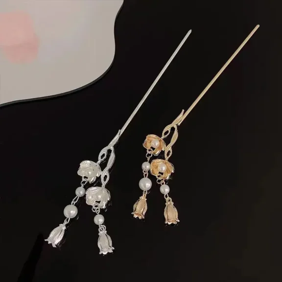 Handcrafted Lily of the Valley Metal Hairpin | Floral Hair Stick for Happiness & Grace 5 - Buddha Bodhis Handcrafted Lily of the Valley Metal Hairpin Floral Hair Stick for Happiness & Grace