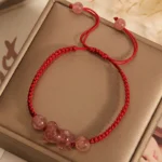 Handcrafted Strawberry Quartz Bear Red String Bracelet | Self-Love & 2026 Protection 2 - Buddha Bodhis Handcrafted Strawberry Quartz Bear Red String Bracelet Self-Love & 2026 Protection