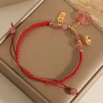 Handcrafted Strawberry Quartz Cat Paw Red String Bracelet | 2026 Protection & Luck Bell 3 - Buddha Bodhis Handcrafted Strawberry Quartz Cat Paw Red String Bracelet 2026 Protection & Luck Bell