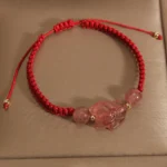 Handcrafted Strawberry Quartz Fox Red String Bracelet | Love Magnet & 2026 Protection - Buddha Bodhis Handcrafted Strawberry Quartz Fox Red String Bracelet