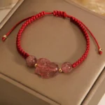 Handcrafted Strawberry Quartz Fox Red String Bracelet | Love Magnet & 2026 Protection 1 - Buddha Bodhis Handcrafted Strawberry Quartz Fox Red String Bracelet