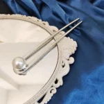 Minimalist U-Shaped Metal Hair Fork with Luster Pearl | Secure Bun Holder for Focus - Buddha Bodhis Minimalist U-Shaped Metal Hair Fork with Luster Pearl Secure Bun Holder for Focus