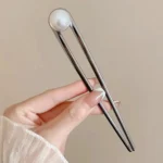 Minimalist U-Shaped Metal Hair Fork with Luster Pearl | Secure Bun Holder for Focus 1 - Buddha Bodhis Minimalist U-Shaped Metal Hair Fork with Luster Pearl Secure Bun Holder for Focus