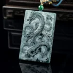 Natural Blue Aura Jadeite Thousand-Hand Kwan Yin & Dragon Pendant | Eternal Protection 1 - Buddha Bodhis Natural Blue Aura Jadeite Thousand-Hand Kwan Yin & Dragon Pendant Eternal Protection